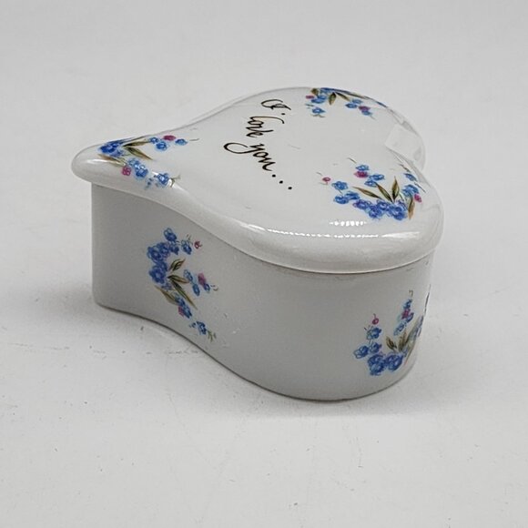 Lefton Trinket Box Heart Shaped "I Love You" Hand Painted Ceramic 2" - Picture 7 of 10